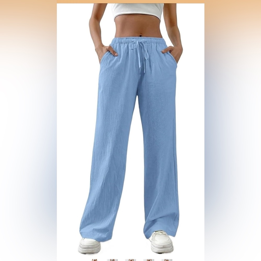 Cotton / Linen Blend Wide Leg Blue Pants Sz S
New with Tags!